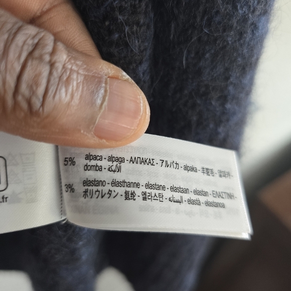 ZARA Woman XS-S Blue Knit Long Open Front Oversized Alpaca Coatigan Sweater New - Picture 7 of 11